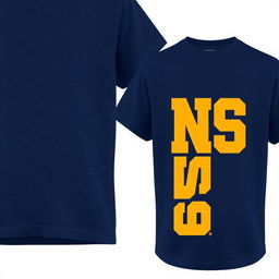 A navy blue half-size t-shirt designed for girls, featuring a prominent NSS logo on the side