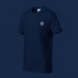 A half-size t-shirt in navy blue color, featuring a small-sized National Service Scheme logo placed on the left side of the front