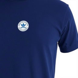 A half-size t-shirt in navy blue color, featuring a small-sized National Service Scheme logo placed on the left side of the front