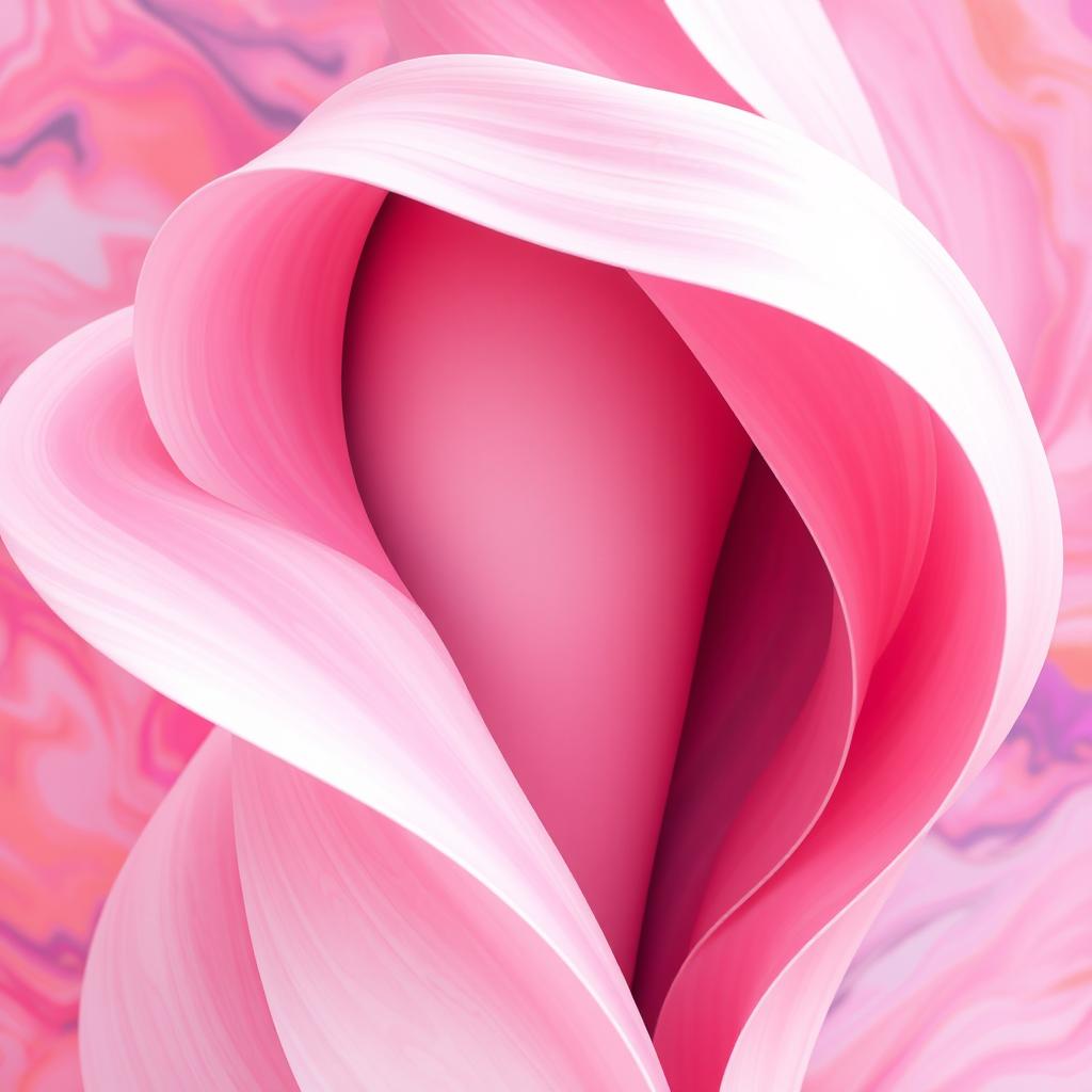 A close-up artistic abstract representation of a female figure with soft flowing shapes, resembling the beauty of femininity, surrounded by a vibrant, colorful background