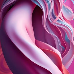 A close-up artistic abstract representation of a female figure with soft flowing shapes, resembling the beauty of femininity, surrounded by a vibrant, colorful background