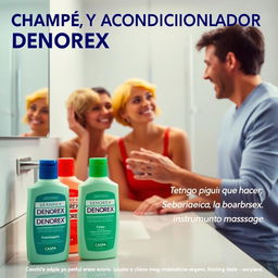 A modern commercial scene for Denorex anti-dandruff shampoo from 1993