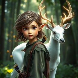 A young girl named Saya with the power to control earth and forests, standing in a magical forest