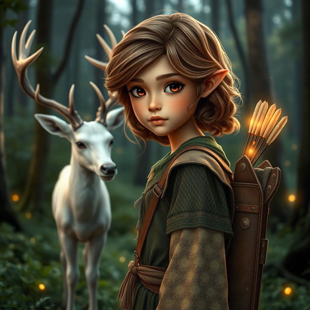 A young girl named Saya with the power to control earth and forests, standing in a magical forest