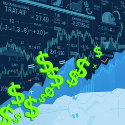 An illustration showcasing mathematical equations transitioning into dollar signs, visually representing the idea that mathematics fuels capitalist economic systems