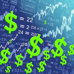 An illustration showcasing mathematical equations transitioning into dollar signs, visually representing the idea that mathematics fuels capitalist economic systems
