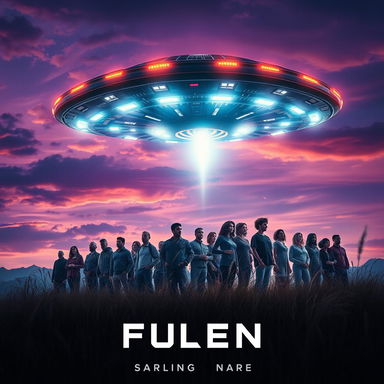 A stunning movie poster featuring an alien spaceship landing on Earth