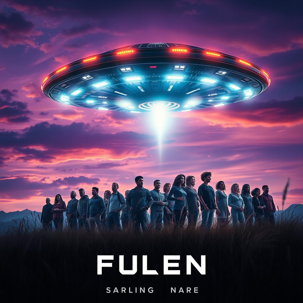 A stunning movie poster featuring an alien spaceship landing on Earth