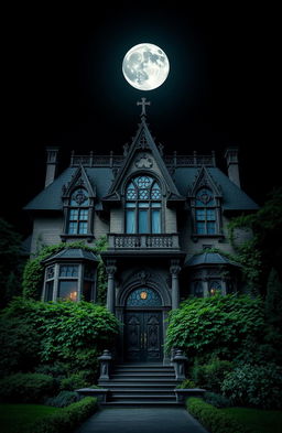 A stunning depiction of Lucifer's mansion, set against a deep black background