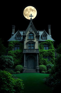 A stunning depiction of Lucifer's mansion, set against a deep black background
