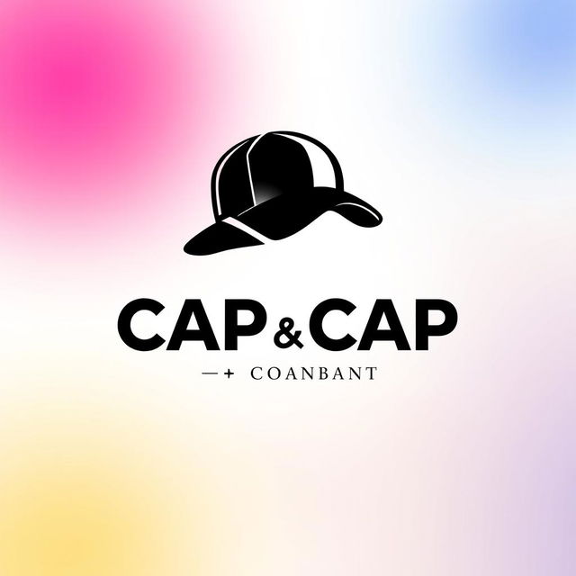 A sleek and modern logo design for a cap company, featuring a black color palette