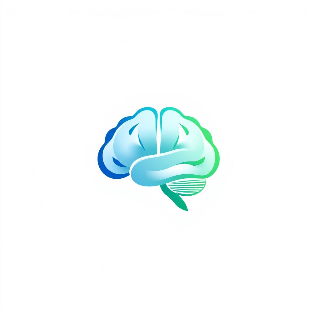 A sleek, modern logo-style profile picture featuring a symbolic brain outline in soft, gradient shades of blue and green, representing psychology