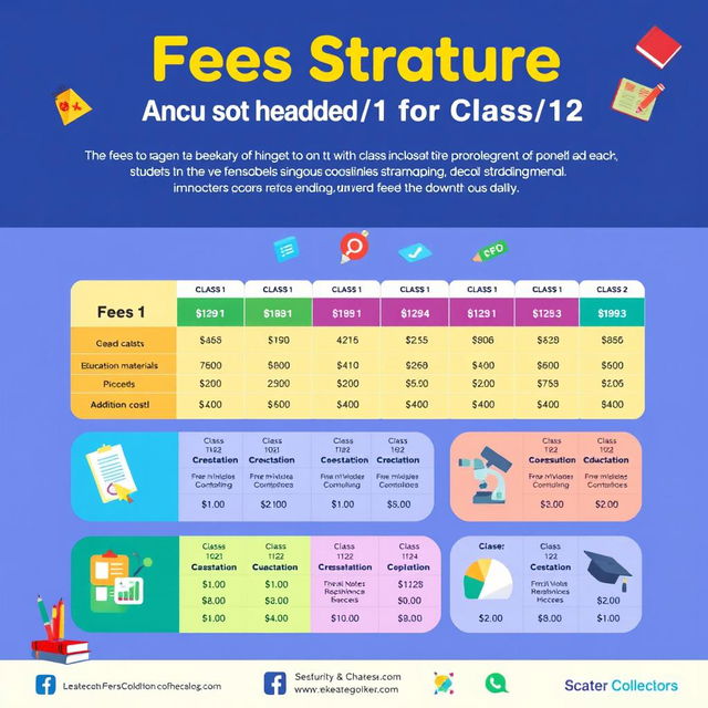 A visually engaging infographic depicting the fees structure for students from class 1 to class 12