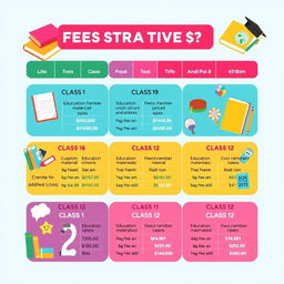 A visually engaging infographic depicting the fees structure for students from class 1 to class 12