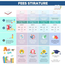 A visually engaging infographic depicting the fees structure for students from class 1 to class 12