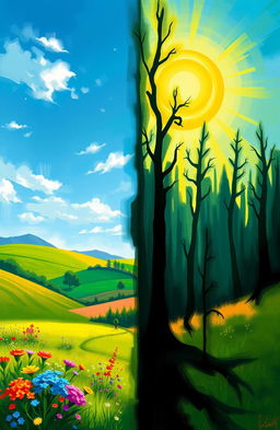 A digital painting illustrating Carl Jung's concept of shadow work, featuring a dramatic split image