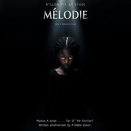 A striking horror movie poster featuring a 16-year-old Malagasy girl with nappy hair standing in the middle of a dark, deserted street, centered in the composition