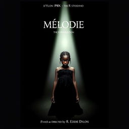 A striking horror movie poster featuring a 16-year-old Malagasy girl with nappy hair standing in the middle of a dark, deserted street, centered in the composition