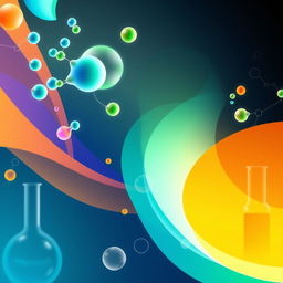 A visually appealing background for a chemical website store featuring an abstract design inspired by molecular structures and chemical reactions