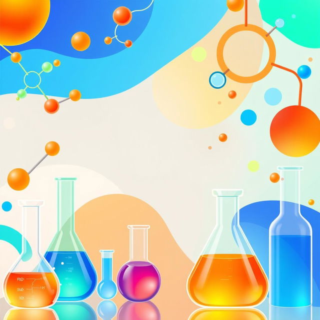 A visually appealing background for a chemical website store featuring an abstract design inspired by molecular structures and chemical reactions