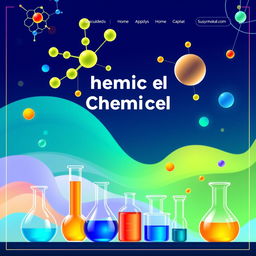 A visually appealing background for a chemical website store featuring an abstract design inspired by molecular structures and chemical reactions