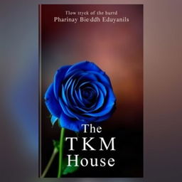 A book cover featuring a vibrant blue rose as the focal point