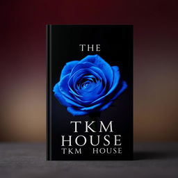 A book cover featuring a vibrant blue rose as the focal point