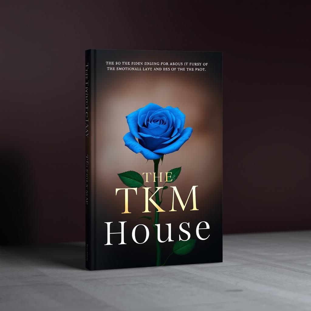 A book cover featuring a vibrant blue rose as the focal point