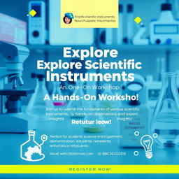 An eye-catching and informative flyer for a one-day workshop on scientific instruments