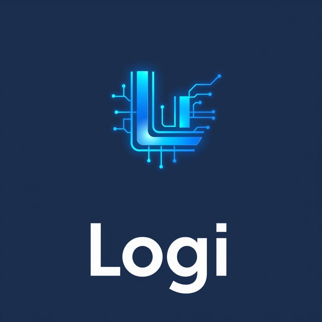 A sleek and futuristic logo design for a tech company called 'Logi'