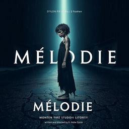 A horror movie poster featuring a young 18-year-old Malagasy girl with nappy hair standing in profile, facing the camera