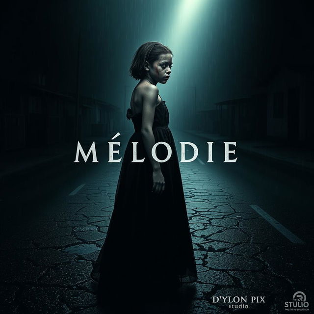 A horror movie poster featuring a young 18-year-old Malagasy girl with nappy hair standing in profile, facing the camera