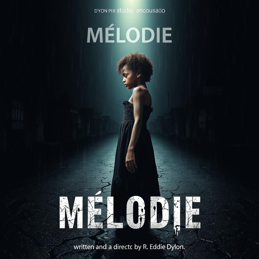 A horror movie poster featuring a young 18-year-old Malagasy girl with nappy hair standing in profile, facing the camera