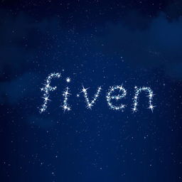 A night sky filled with twinkling stars that form the word 'fiven' prominently, with a deep blue background and subtle clouds drifting across the scene