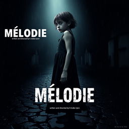 A horror movie poster featuring a young 18-year-old Malagasy girl with nappy hair standing in profile, staring intensely at the camera with a frightening expression