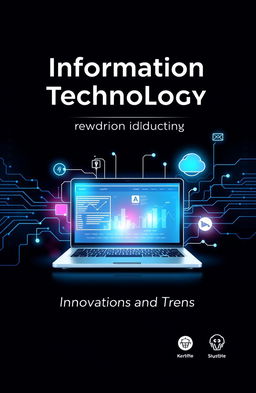 A visually striking cover page for an information technology report, featuring futuristic elements like circuit patterns and binary code