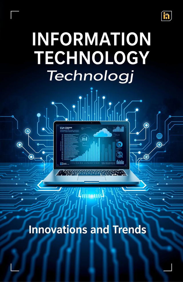 A visually striking cover page for an information technology report, featuring futuristic elements like circuit patterns and binary code