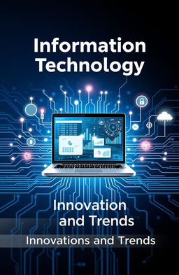 A visually striking cover page for an information technology report, featuring futuristic elements like circuit patterns and binary code