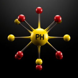 A highly detailed 3D representation of a phosphoric molecule, showcasing its intricate atomic structure
