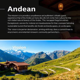 The mission of an Andean hotel is to provide an unforgettable and authentic guest experience that honors the rich culture and natural beauty of the Andes