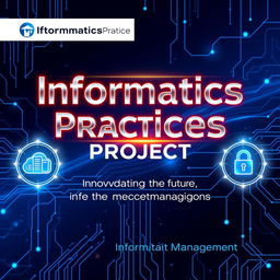 A futuristic cover page design for an informatics practices project, showcasing a sleek and visionary aesthetic
