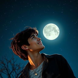 A captivating WhatsApp display picture of a man gazing lovingly at the moon