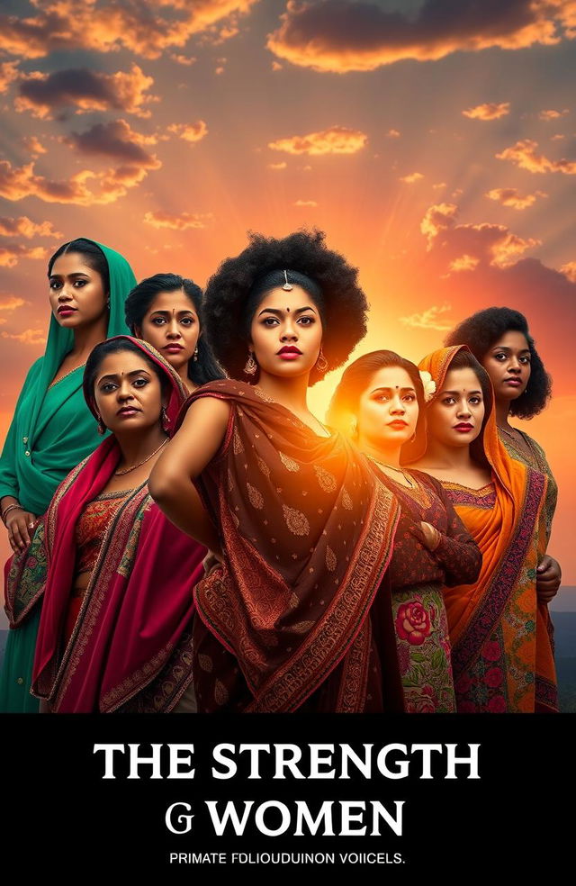 A powerful depiction of female strength, showcasing a diverse group of women from various backgrounds and cultures standing together in solidarity