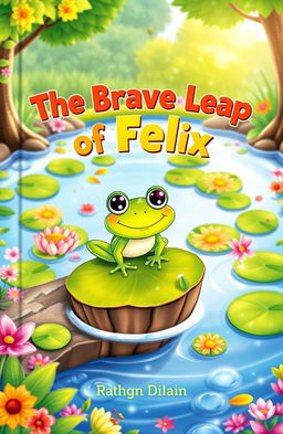 A colorful and whimsical book cover for a children's book titled "The Brave Leap of Felix"