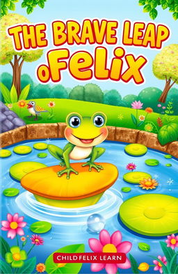 A colorful and whimsical book cover for a children's book titled "The Brave Leap of Felix"