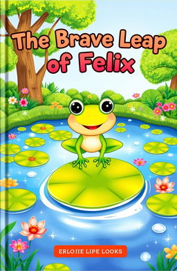 A colorful and whimsical book cover for a children's book titled "The Brave Leap of Felix"