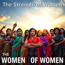 A powerful depiction of female strength, showcasing a diverse group of women from various backgrounds and cultures standing together in solidarity