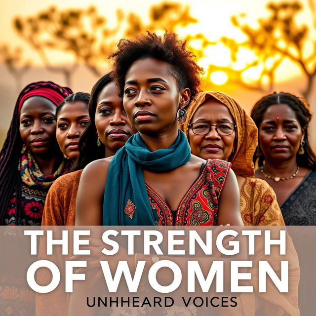 A striking and moving representation of 'The Strength of Women', featuring a group of women from different ethnic backgrounds standing together in unity