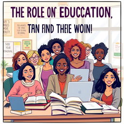 A thought-provoking illustration representing 'The Role of Education: Empowering Women to Find Their Voice'