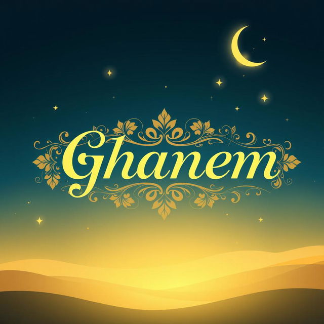 A creatively designed image with the name 'Ghanem' artistically displayed in an elegant calligraphy style